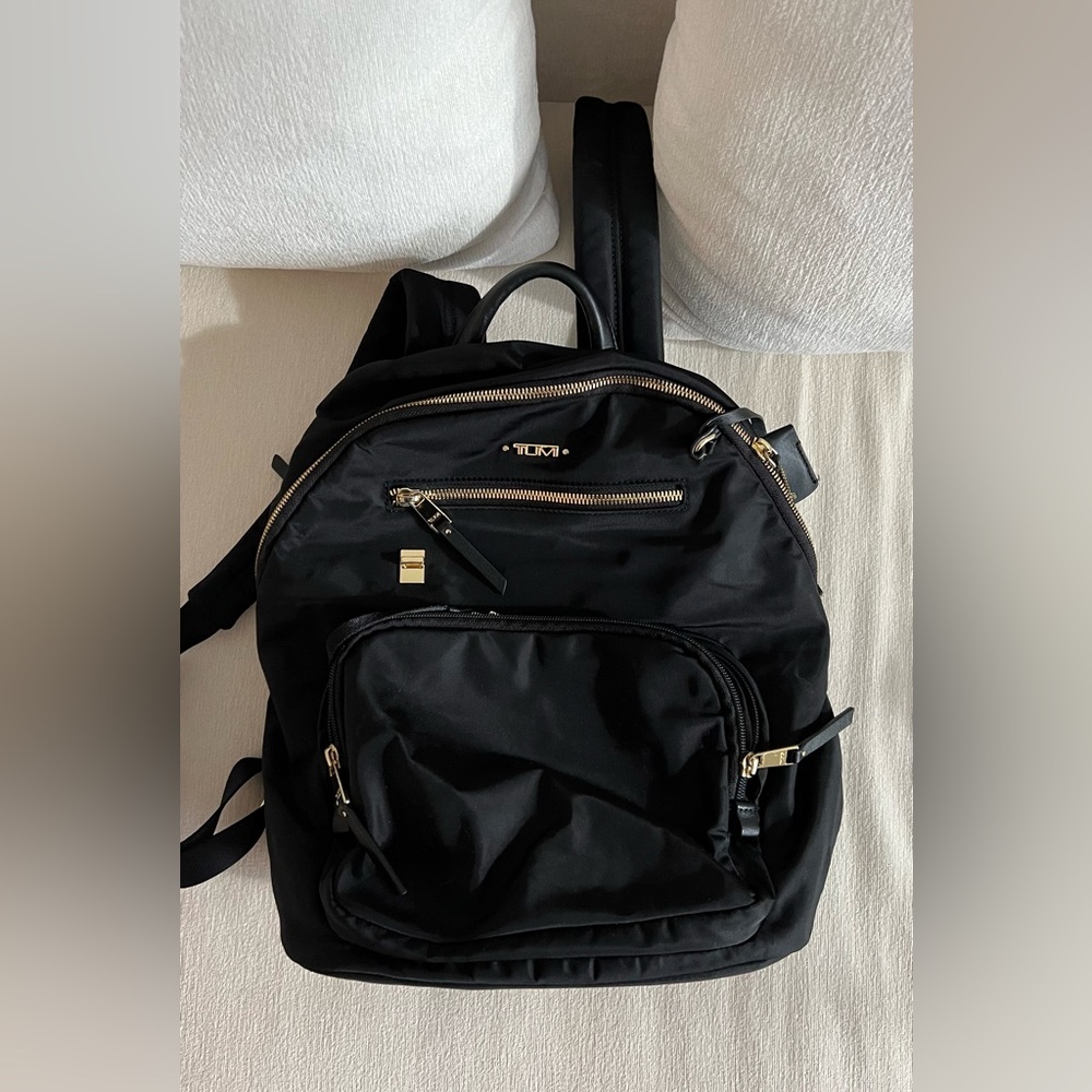 Black TUMI Nylon/Leather Backpack